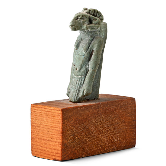 Egyptian Blue Glazed Faience Amulet of the God Khnum