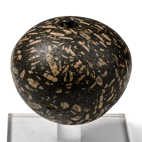 Egyptian Speckled Black and White Breccia Polished Macehead