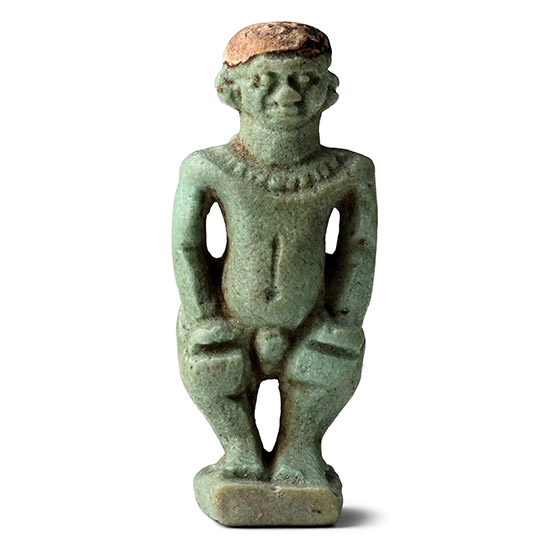 Egyptian Green Glazed Faience Pataikos Amulet