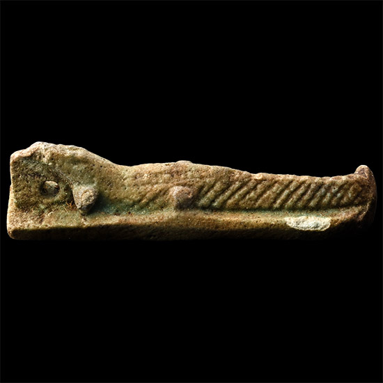Egyptian Green Glazed Faience Crocodile God Amulet
