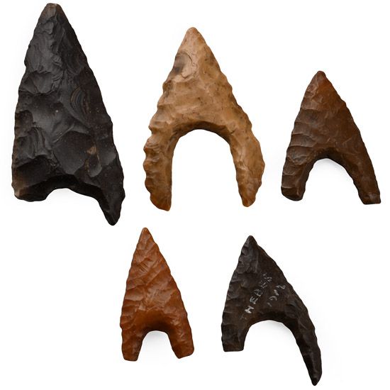 Egyptian Stone Age Knapped Arrowhead Group from Thebes