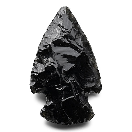 North American Stone Age Obsidian Brewerton Side Notch Point