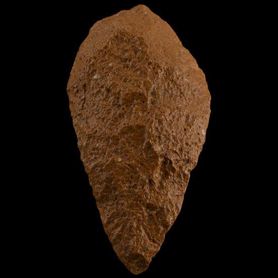 Large Sculptural Stone Age Orange Quatzite Acheulean Handaxe