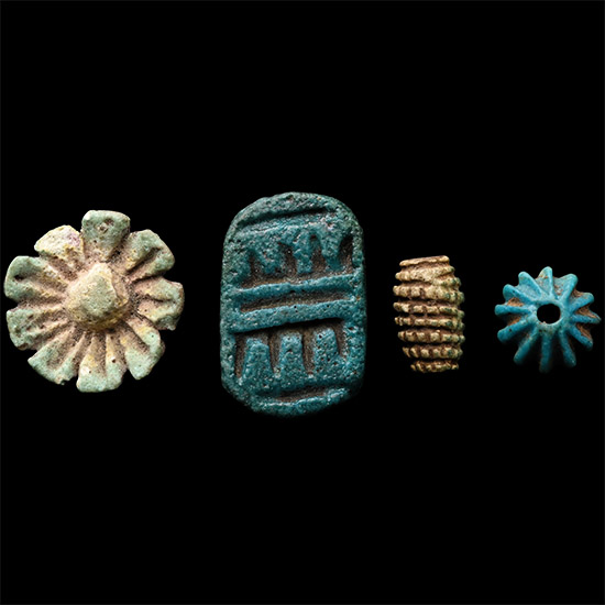 Egyptian Decorative Glazed Faience Amulet Collection