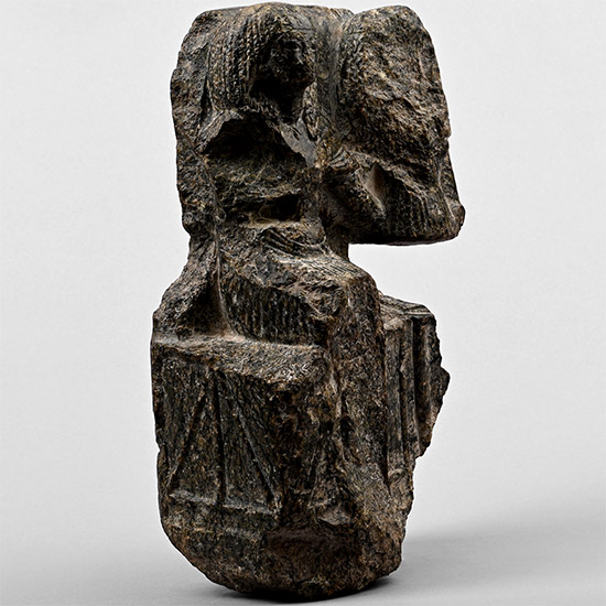 Egyptian Serpentine Statuette of a Seated Couple