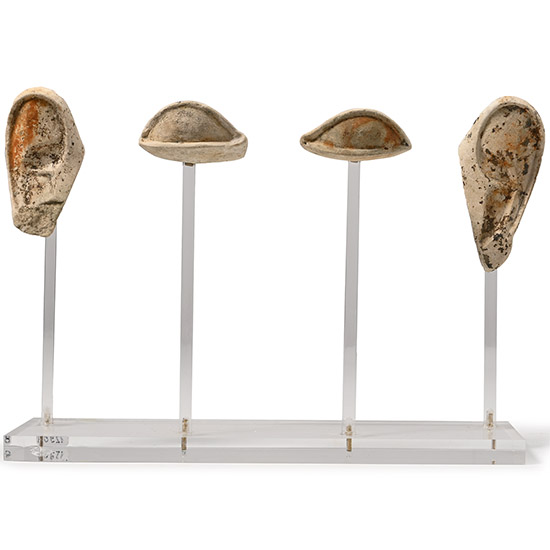 Egyptian Limestone Pair of Eyes and Ears