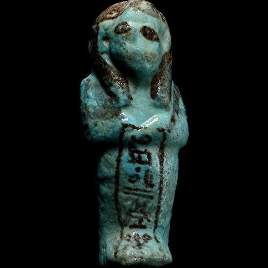 Egyptian Blue Glazed Shabti of Iset-em-khebit