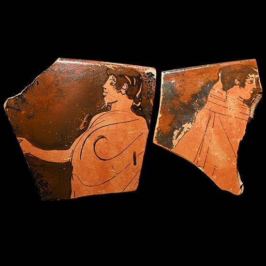 Greek Terracotta Red-Figure Skyphos Fragments Attributed to the Akridion Painter