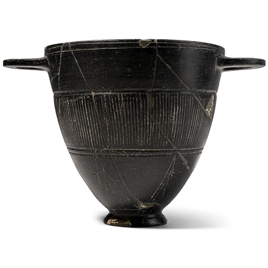 Etruscan Bucchero Terracotta Skyphos
