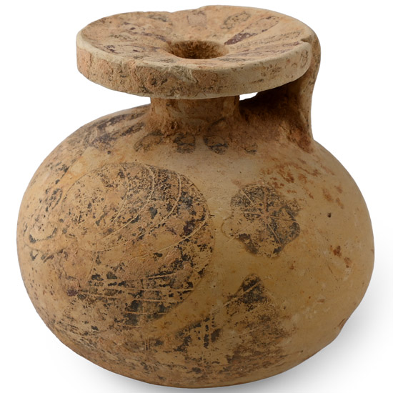 Corinthian Terracotta Round Aryballos with Siren