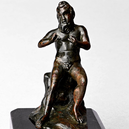 Roman Bronze Statue of Satyr Playing an Aulos