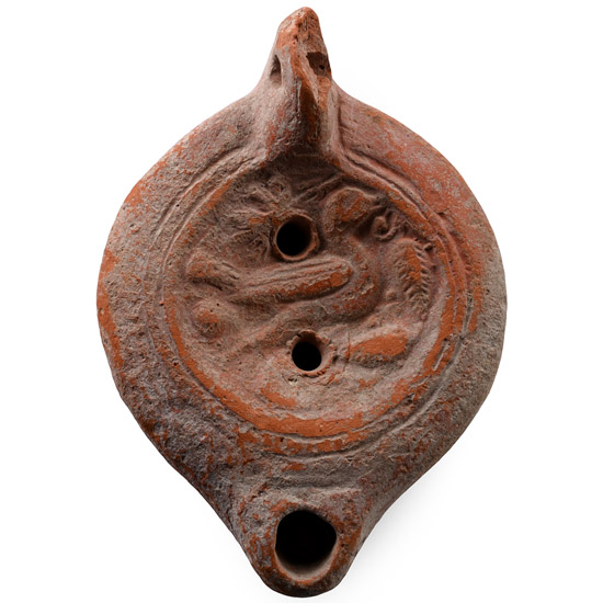Roman Buffware Oil Lamp with Bird