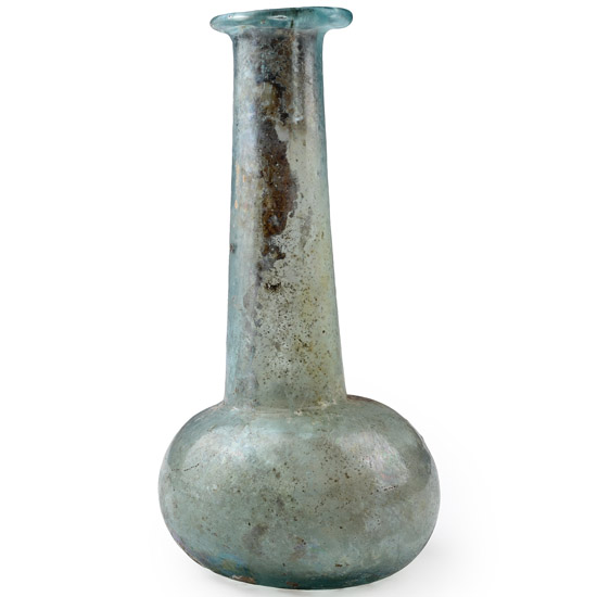 Large Roman Blue Glass Ampulla