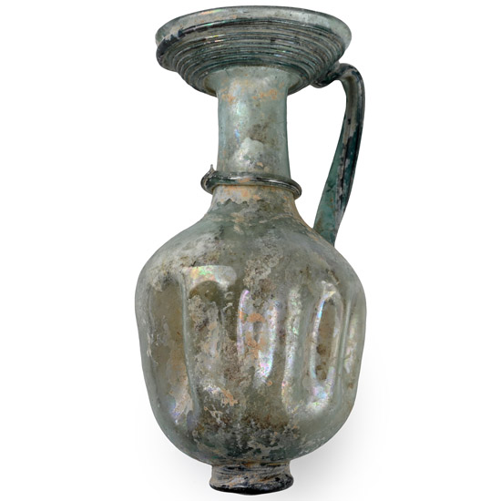 Roman Pale Green Glass Jug with Trail