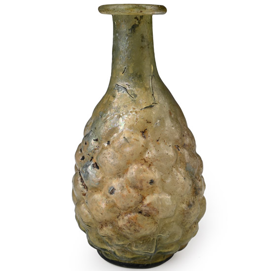 Very Large Roman Pale Green Glass Pinecone Flask