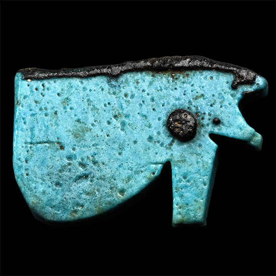 Large Egyptian Blue Glazed Faience Eye of Horus Amulet