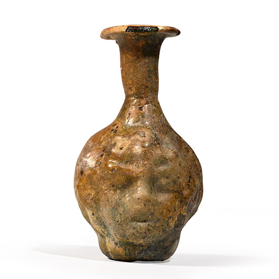 Roman Mould-Blown Blue-Green Glass Janus Flask