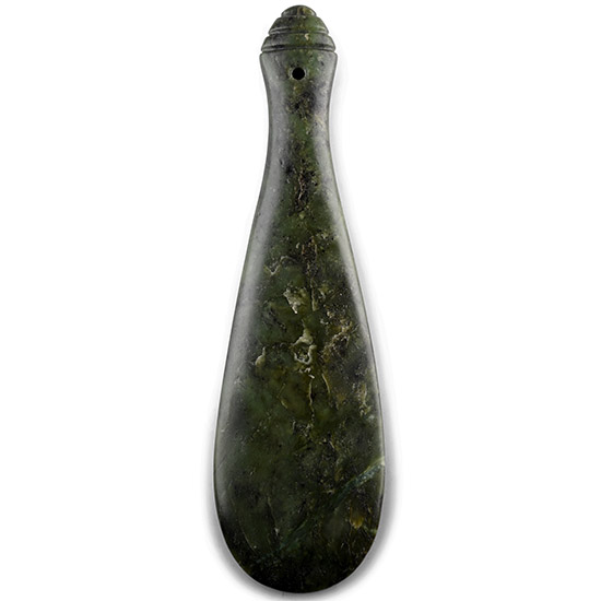 Massive Oceanic Polished Green Nephrite Jade Maori Hand War Club Mere Pounamu