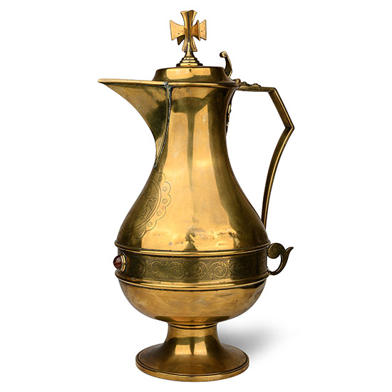 Large Brass Ecclesiastical Jug with IHS