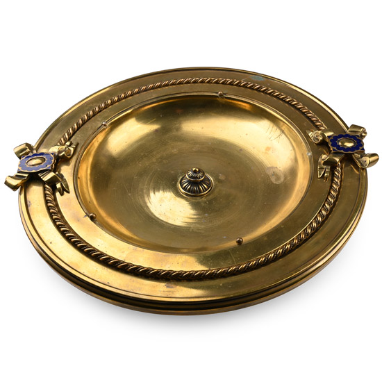 Large Brass Centerpiece with Blue Enamel