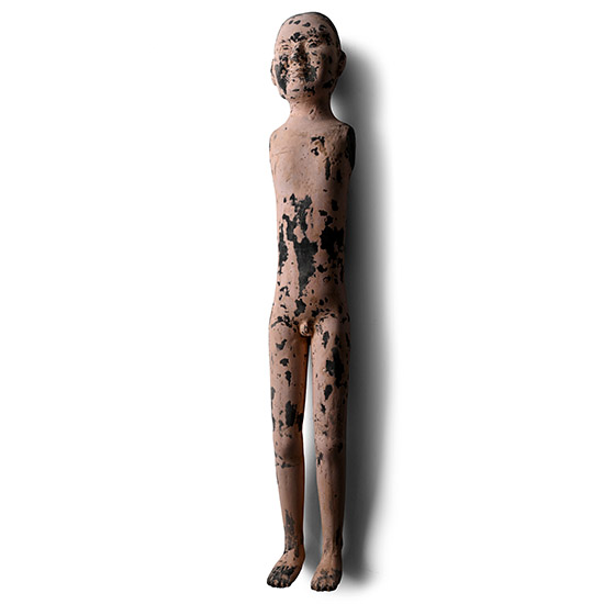 Large Chinese Han Terracotta Pink Painted Stickman