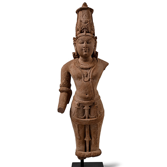 South East Asian Style Pink Sandstone Vishnu Figure