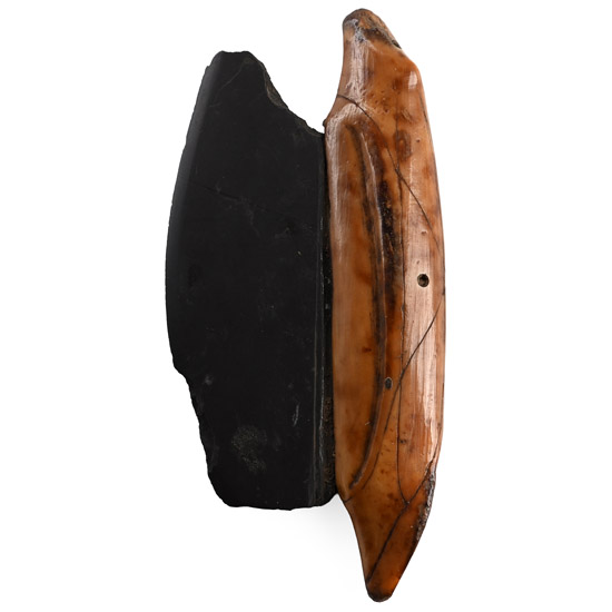 Native North American Punuk Carved Fossilized Bone Knife Handle