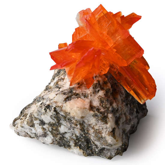 Vivid Orange Synthetic Arcanite Crystal Display Specimen