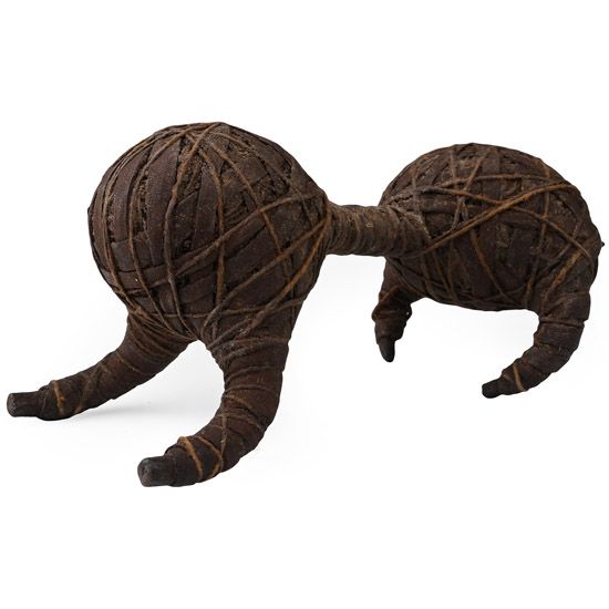 African Leather and Metal Animal Figure