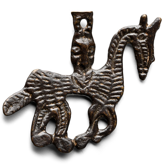 Viking Age Bronze Horse and Rider Pendant