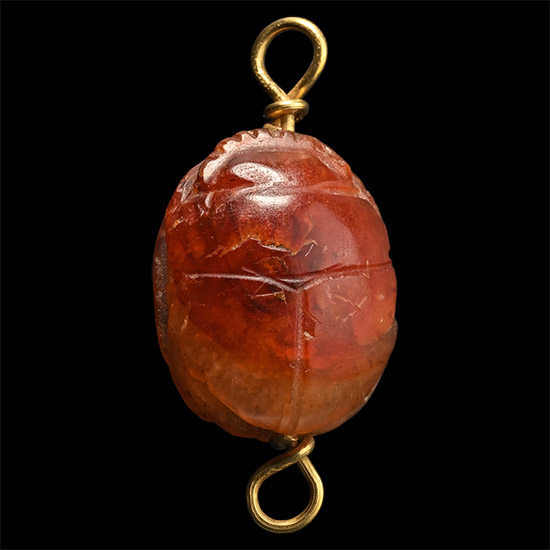 Egyptian Carnelian Scarab Mounted in Gold