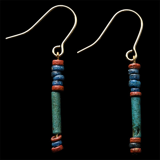 Egyptian Faience Earrings on Modern Mounts