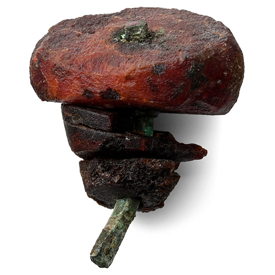 Etruscan Bronze Bracelet Fragment with Three Amber Beads