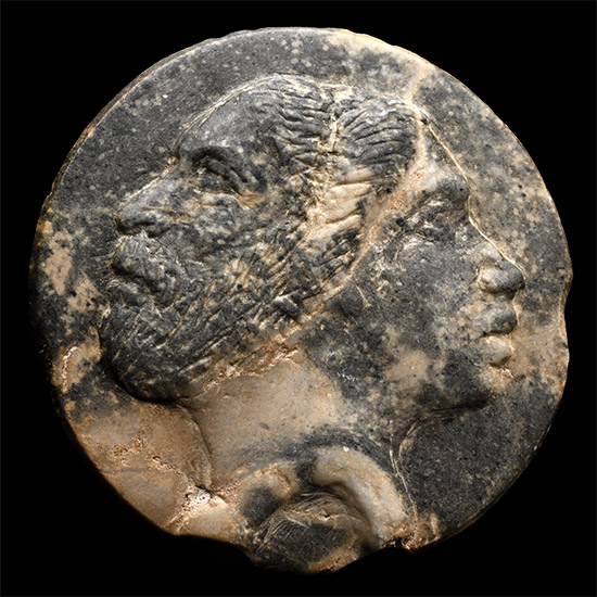 Renaissance Carved Marble Relief Medallion of Prudence