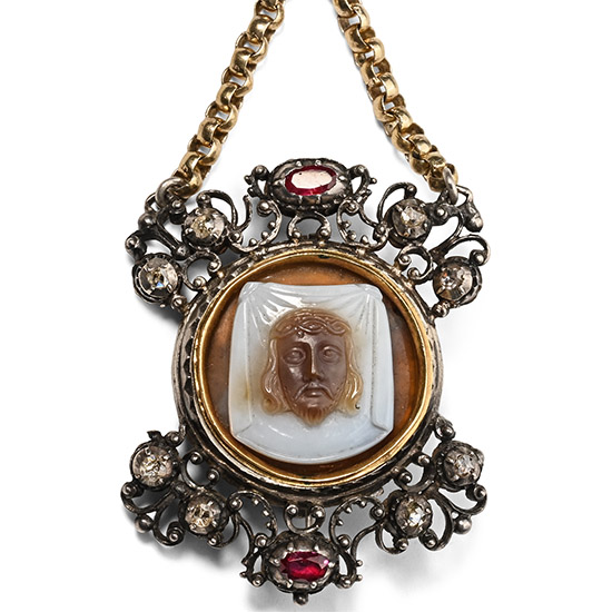 Sardonyx Cameo of Veronica’s Veil in an Eighteenth-Century Pendant
