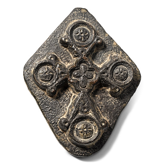 Byzantine Bronze Cross Pendant Repousse Matrix