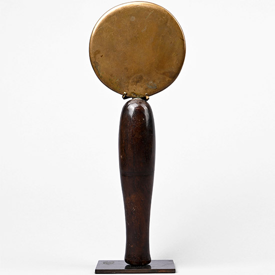 Egyptian Bronze Mirror with Wooden Handle