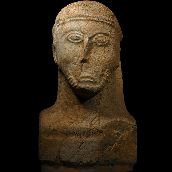 Celtic Limestone Bust of a Bearded Man