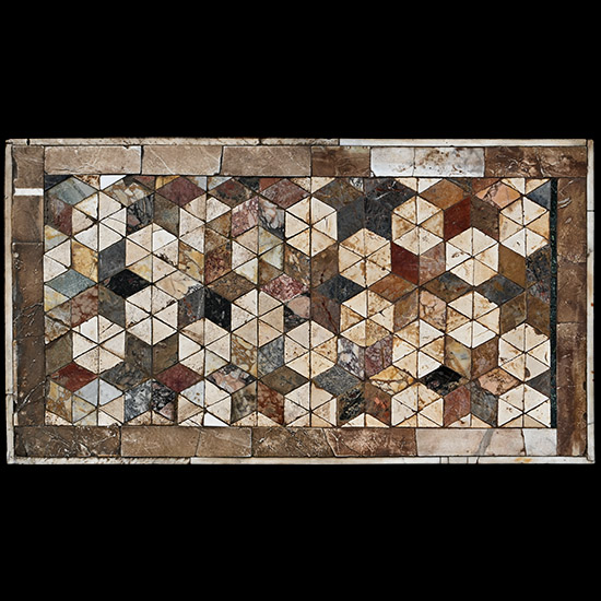 Large Roman Coloured Marble Table Top Formed from a Section of Tessellated Pavement