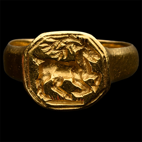 Post Medieval Signet Ring with a Galloping Stag