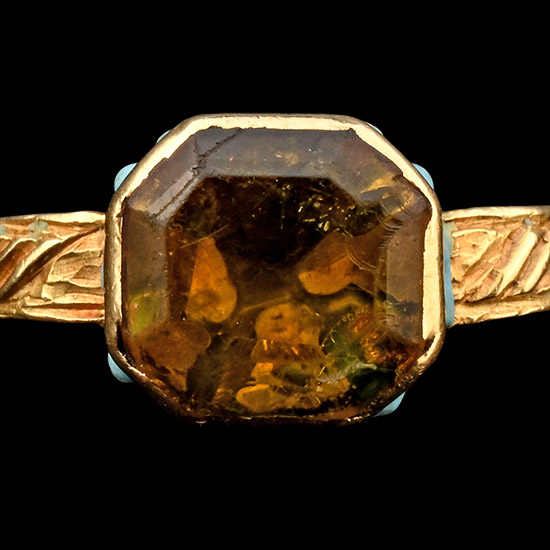 Stuart Period Gold and Enamel Ring with Citrine-Coloured Table-Cut Paste