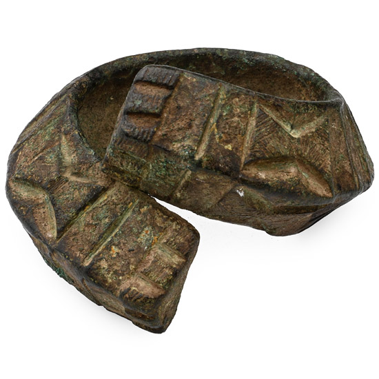 African Bronze Decorated Bracelet of Zarma (Djerma) People, Niger