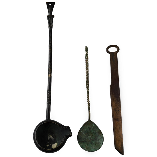 Western Asiatic Style Bronze and Silver Utensil Group
