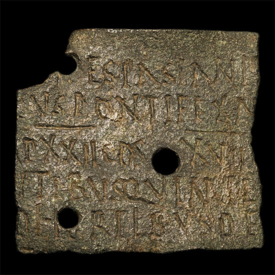 Fragment of a Roman Bronze Military Diploma Granted by Emperor Domitian