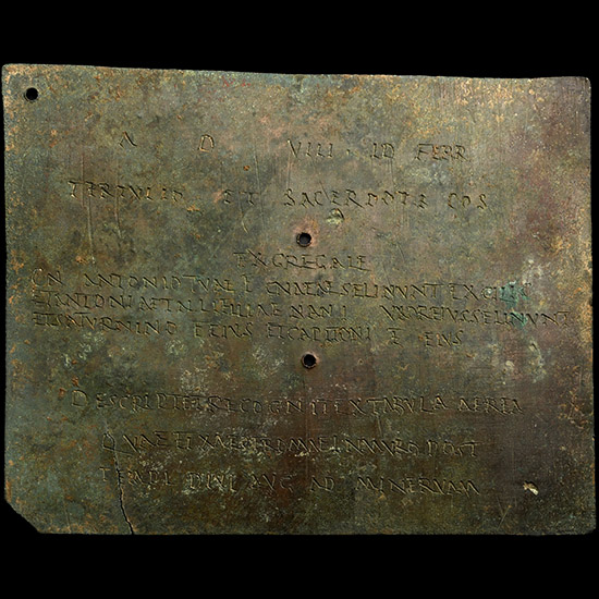 Fully Preserved Tabella II of a Roman Military Diploma Granted by Antoninus Pius
