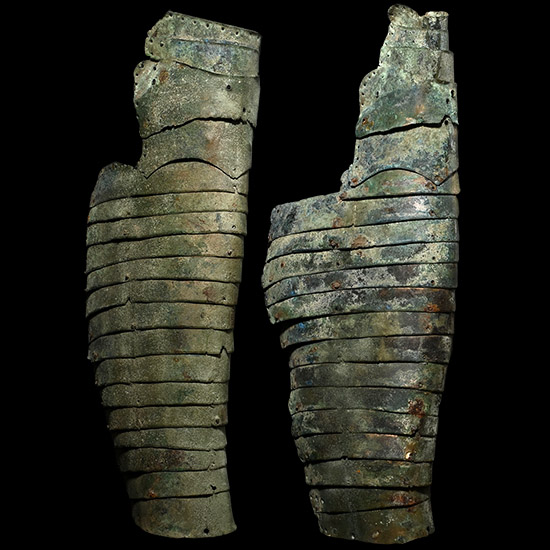 Pair of Roman Lamellar Greaves of a Heavily Armoured Mounted Cataphractarius Soldier