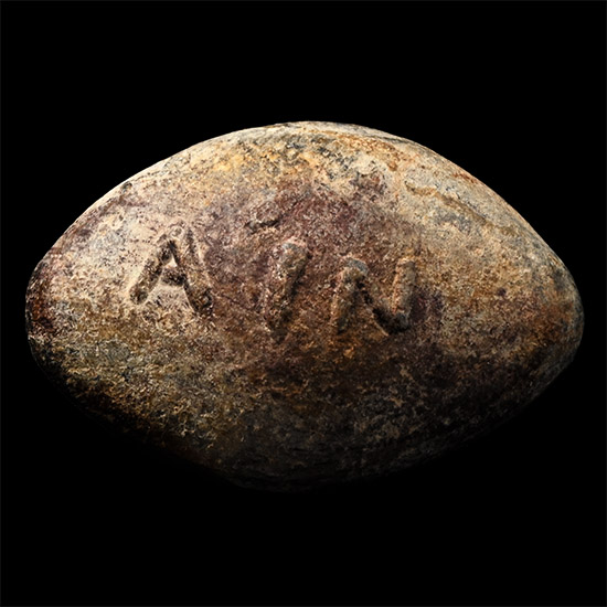 Greek Lead Slingshot inscribed AIN