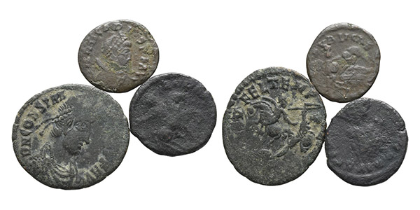 Group of Three [3] Late Roman AE Coins.