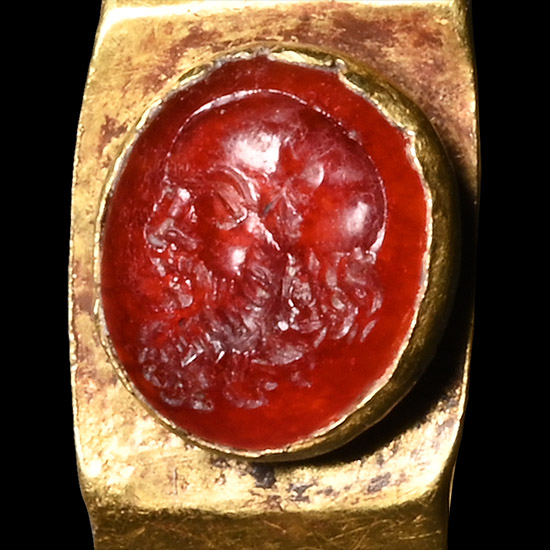 Roman Gold Ring with Gemstone of Silenus