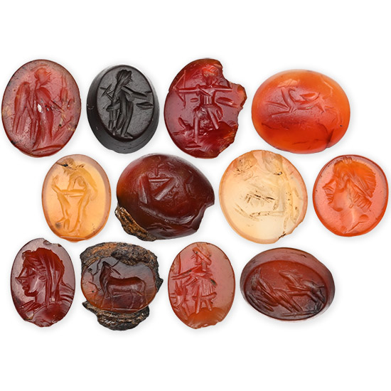 Large Roman Carnelian and Other Gemstone Collection